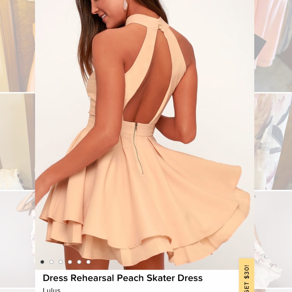 NWT Lulus Dress Rehearsal Peach Skater Dress - Picture 2 of 5
